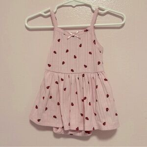 Old Navy Pink Pointelle Ladybug Dress Sz 3-6 Mo